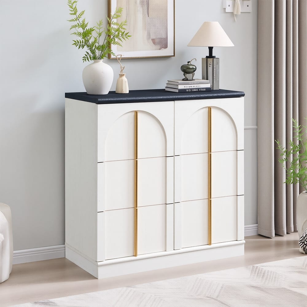 Buffet Cabinet with Arched Doors, Wood Sideboard with Adjustable Shelf