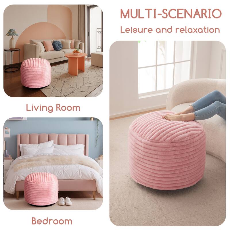 Round Corduroy Pouf Ottoman 20-inch/26inch