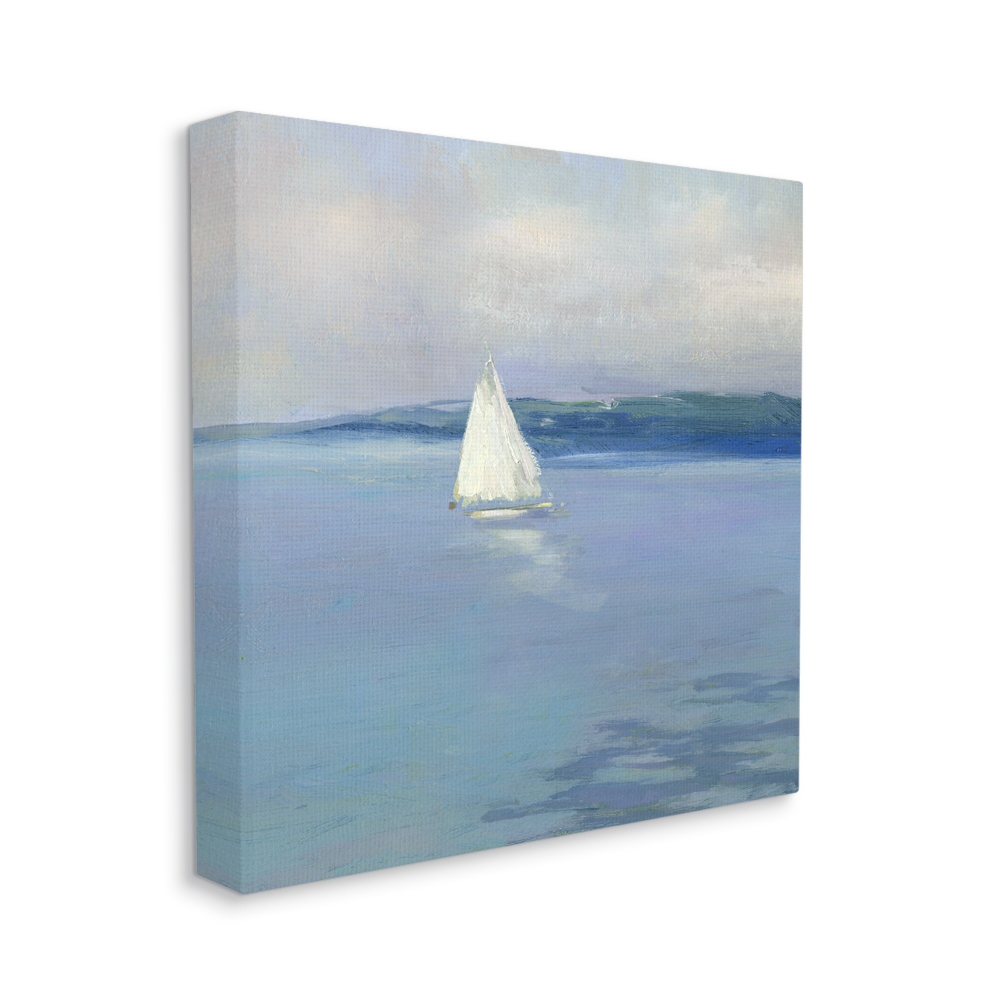 Stupell Serene Sailboat Floating Water Ocean Landscape Painting  Canvas Wall Art-image