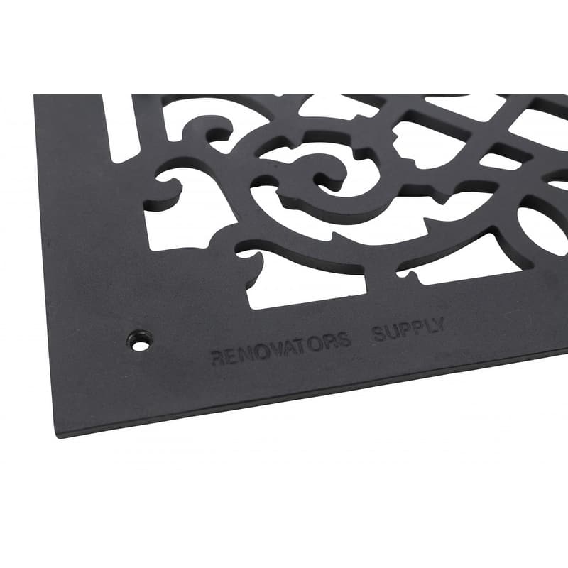 Black Air Vent Cover Grille Floor Heat Vent Register Grille Aluminum Rose Thorne Design 13.8" H x 15.8" W Renovators Supply