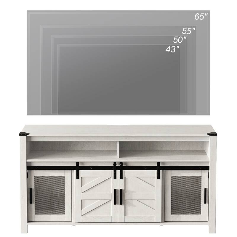 LED Farmhouse Entertainment Center with Mesh and Barn Doors, 31" H