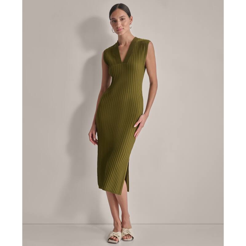 DKNY Sleeveless Wide Rib Sweater Dress