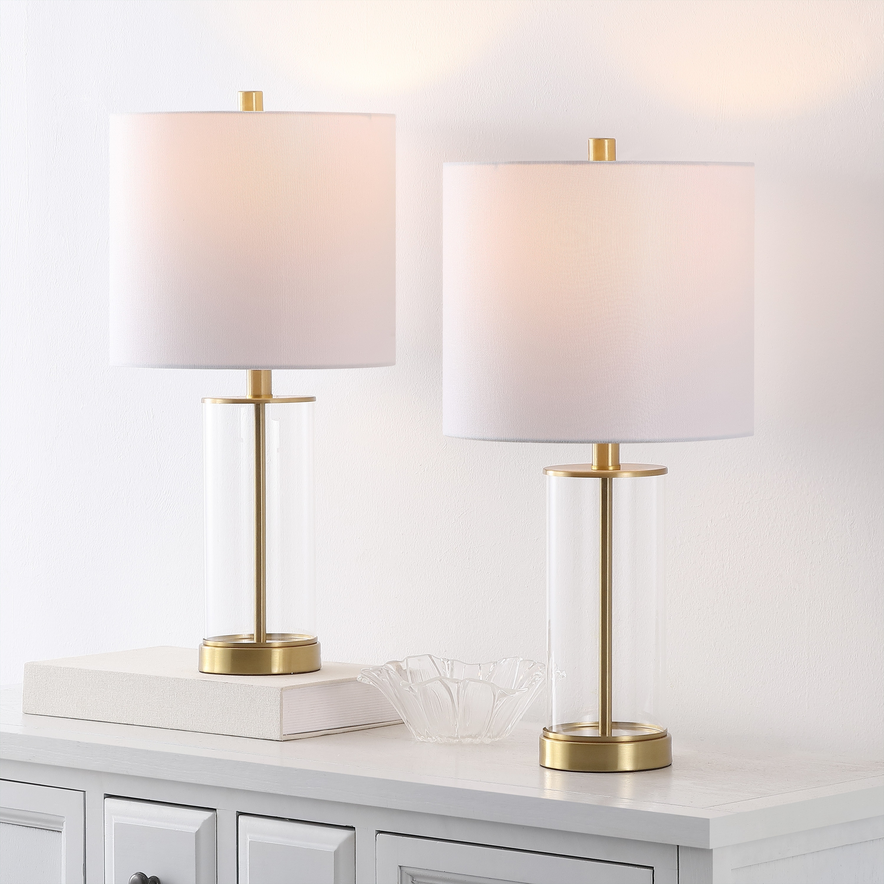 SAFAVIEH Lighting Anders 22-Inch Glass Table Lamp (Set of 2) - 11"W x 11"D x 22"H