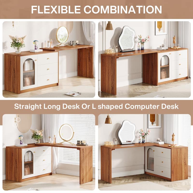 Retractable Modern Makeup Vanity for Bedroom