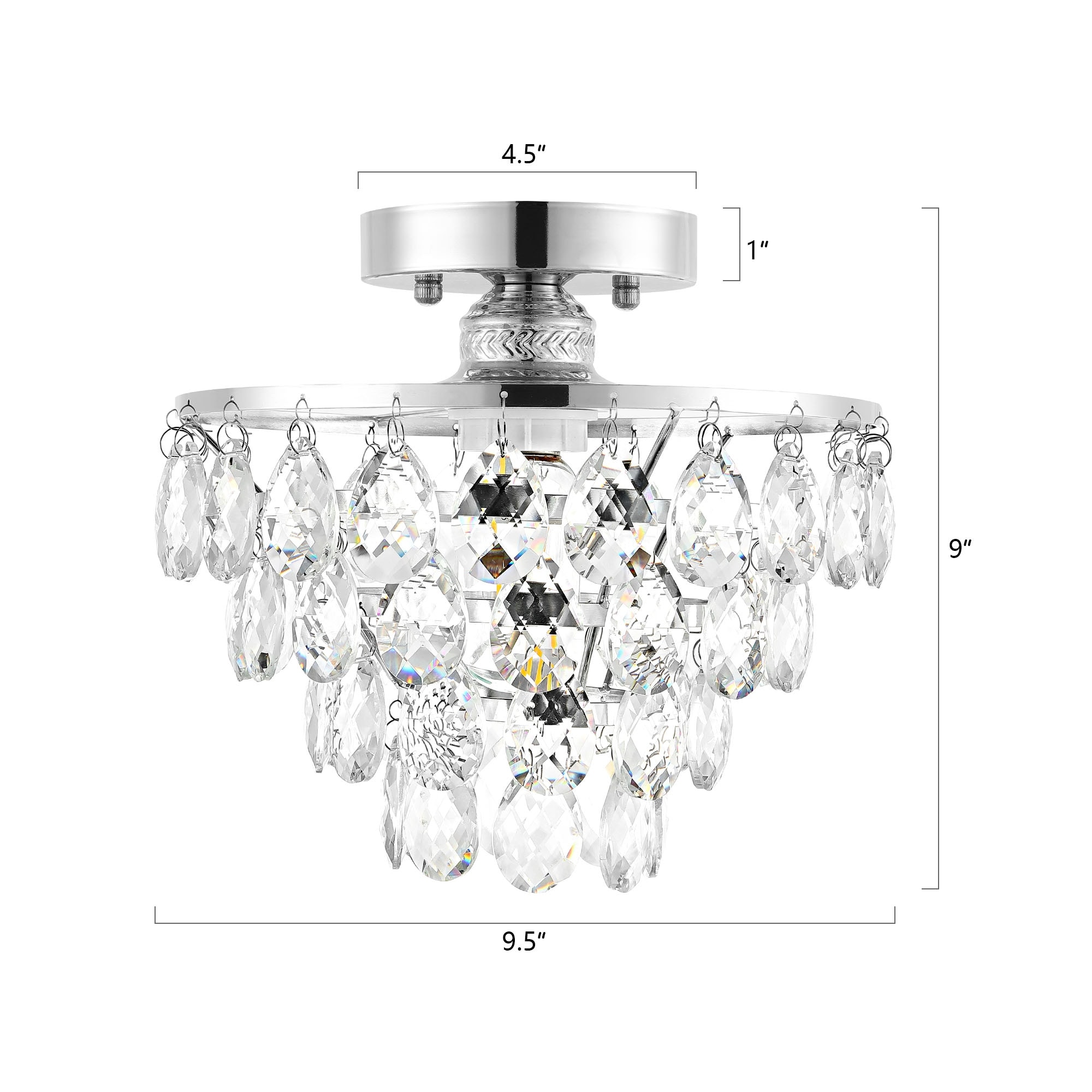WINGBO Small Crystal Ceiling Light Fixture Mini Semi Flush WINGBO Small Crystal Ceiling Light Fixture Mini Semi Flush