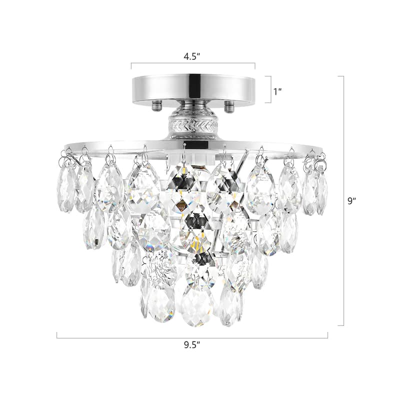 WINGBO Small Crystal Ceiling Light Fixture Mini Semi Flush Mount...