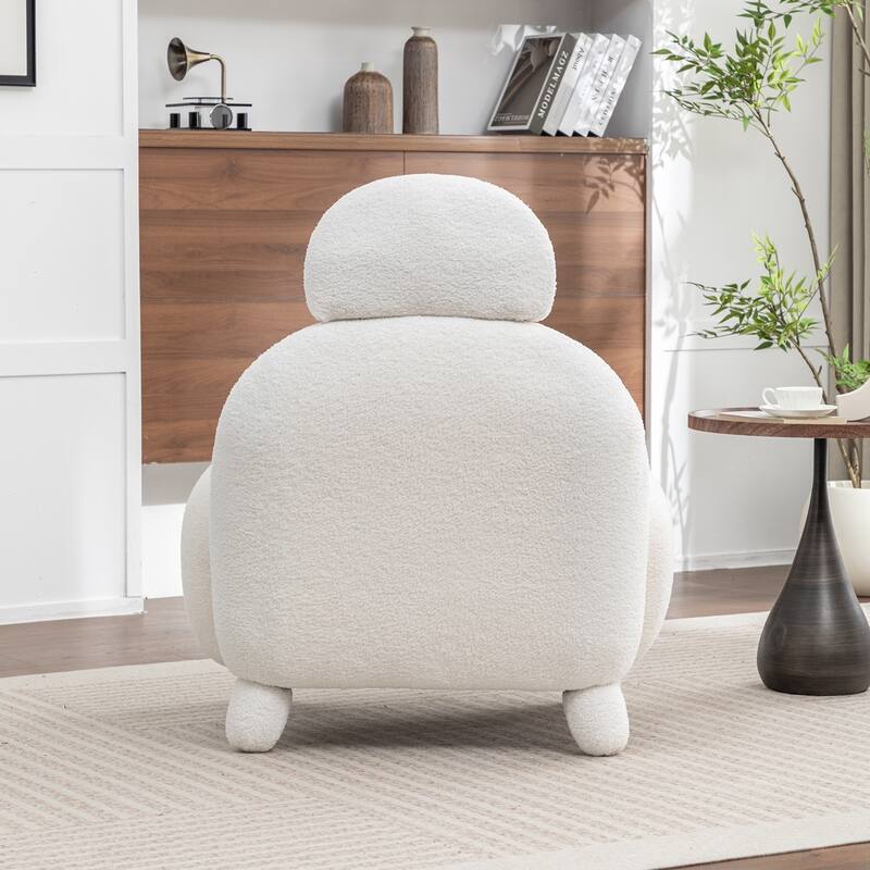 SEYNAR Modern Faux Sherpa Upolstered High Back Armless Accent Chair