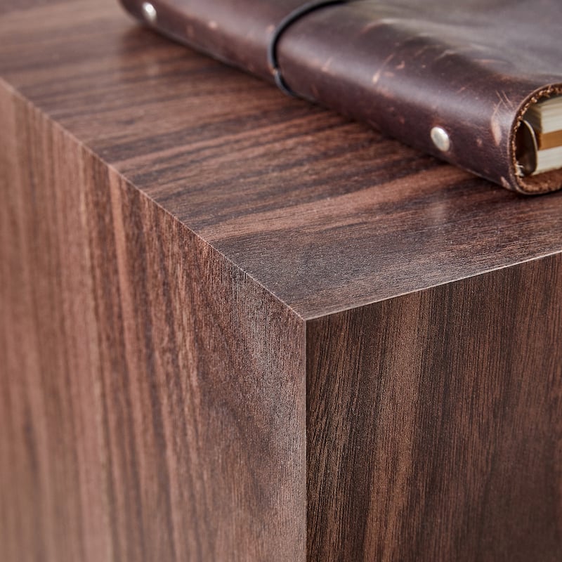 Roomfitters Cube MDF Coffee Table with Walnut Grain Finish, 12"x12"x20" Stylish Accent Table for Versatile Spaces