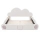 preview thumbnail 3 of 12, Queen Size Cloud-Shaped Headboard Upholstered Platform Bed with Rounded Footboard and Convenient Pocket for Storage, Beige