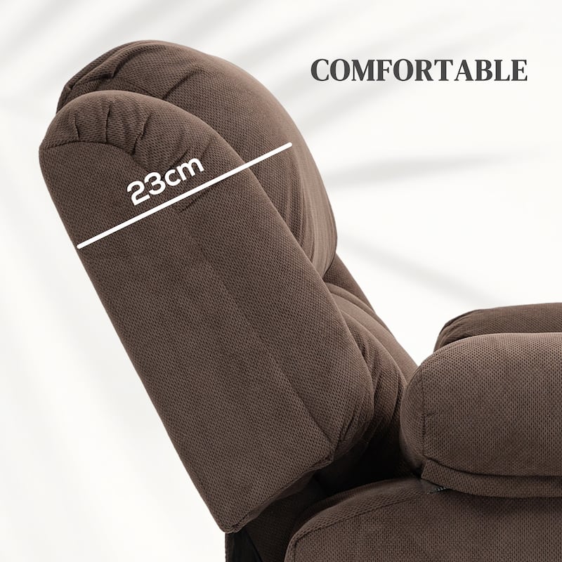 Brown Velvet Lift Recliner Massage Chair with Lumbar Heating Footrest USB Port and Side Pockets