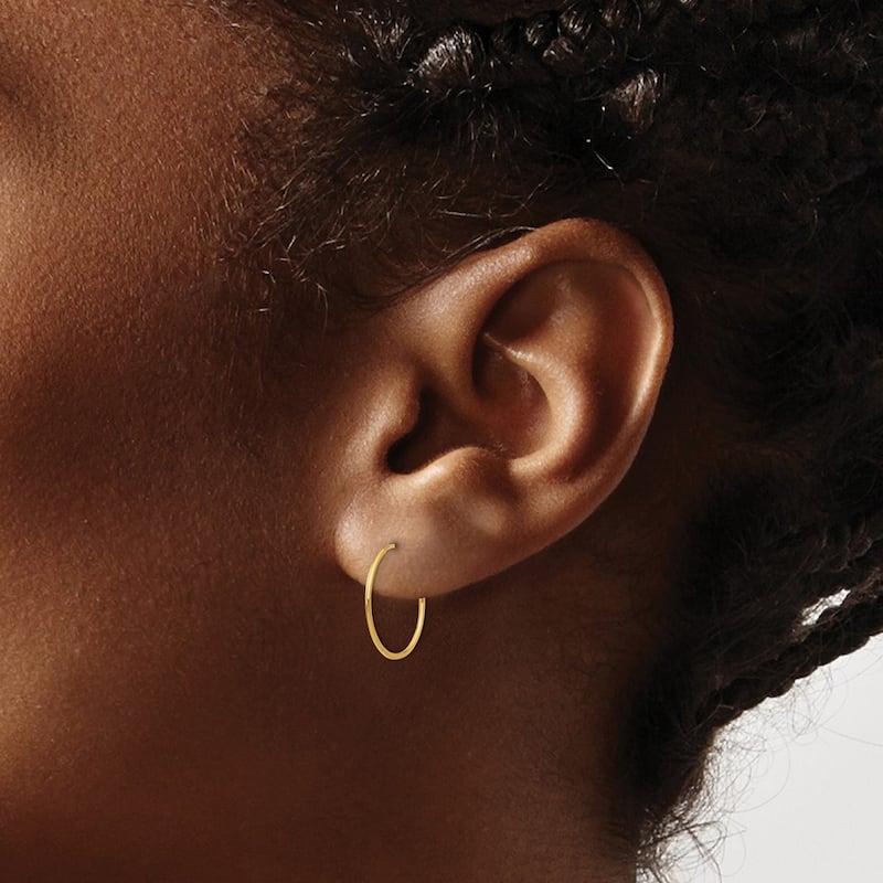 Curata 14k Yellow Gold 1mm Hoop Earrings