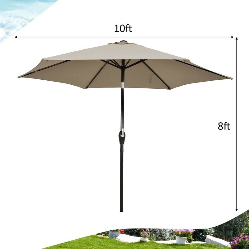 10 ft Outdoor Market Patio Table Umbrella Push Button Tilt Crank Lift