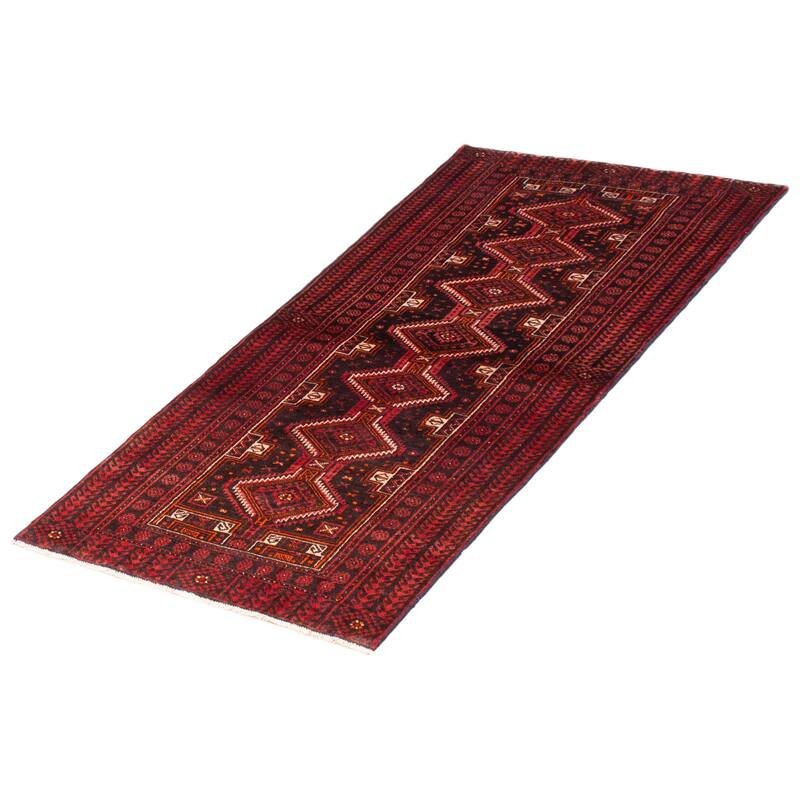 ECARPETGALLERY Hand-knotted Royal Baluch Black, Red Wool Rug - 3'2 x 6'5