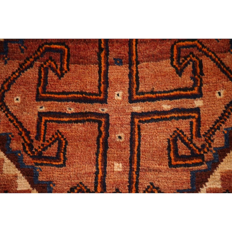 Hand Knotted Oriental 100% Wool Carpet Traditional Tribal Oranges & Rust Lori Area Rug - 8' 2'' X 4' 3''