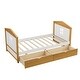 preview thumbnail 7 of 7, White+Walnut Wood House Shape Bed with Two Drawers and Fence for Girls Boys Teens