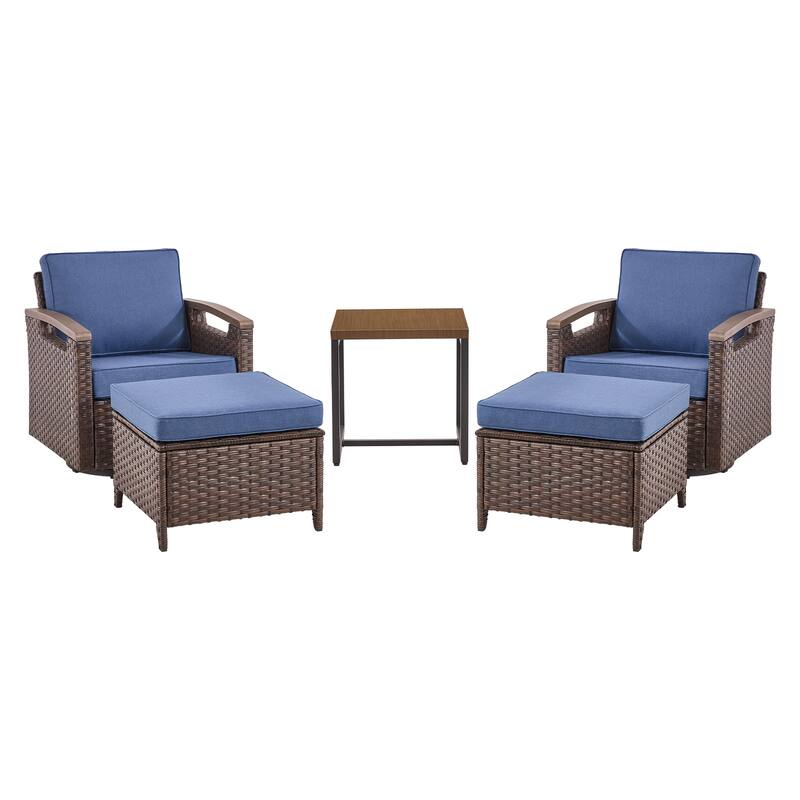 Pocassy Outdoor Brown Wicker Funitre with Cushion Set
