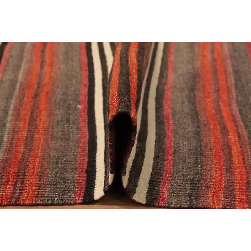 Hand Woven Oriental 100% Wool Carpet Southwestern Geometric Multi-Colored Kilim Area Rug - 10' 4'' X 4' 9''