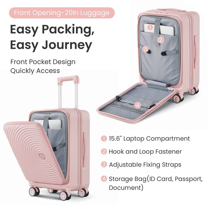 Luggage Sets 3 Piece(20/24/28), Expandable Carry On Luggage with TSA Lock Airline Approved, with Front Pocket