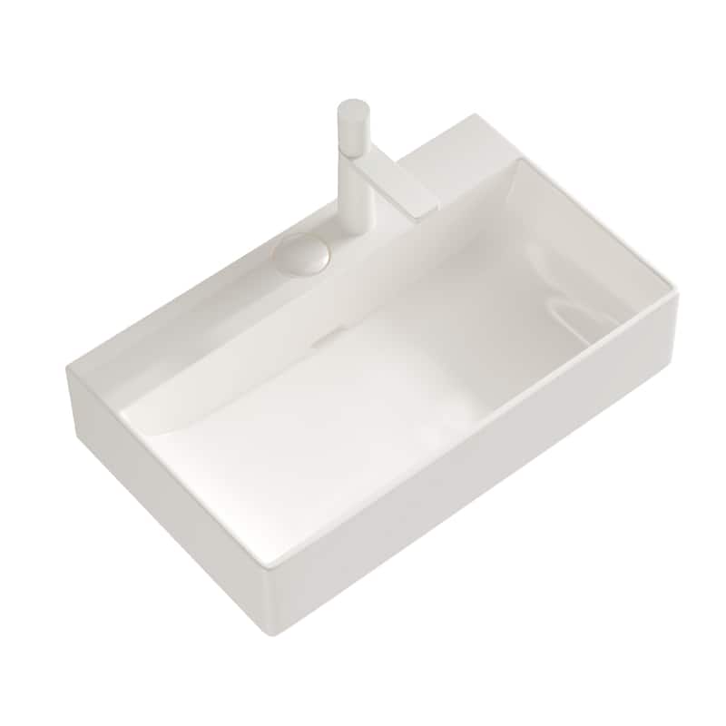 24" Bathroom Sink without Cabinet, White Ceramic Basin - White