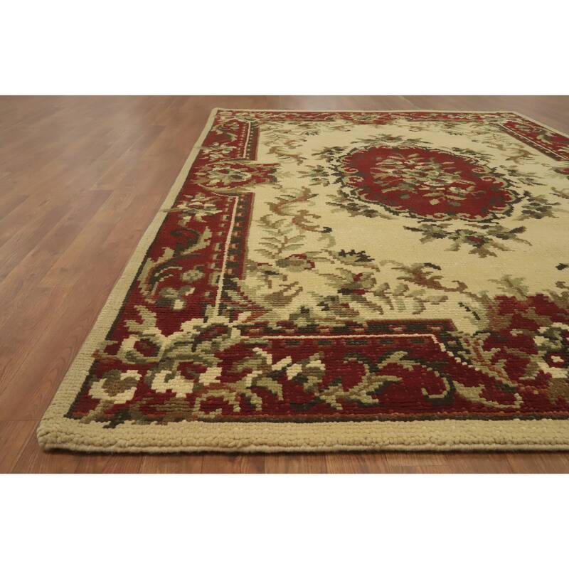 Victorian Style Floral Indian Area Rug 6x8 - 8' 3'' X 5' 9''