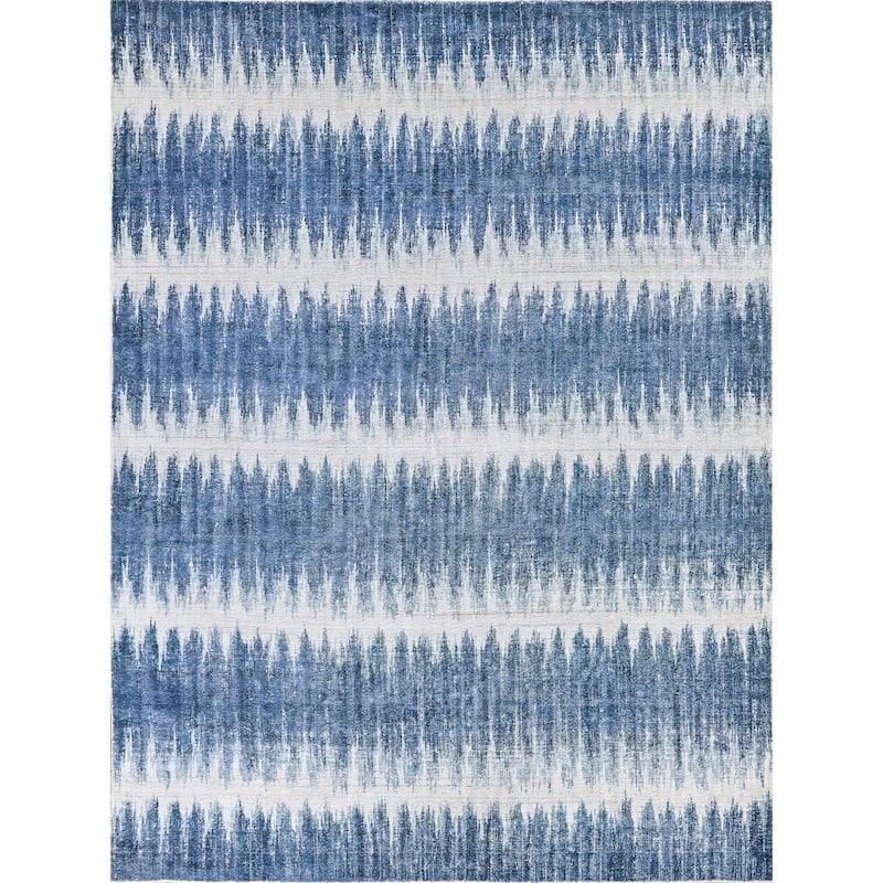 EXQUISITE RUGS Chroma Hand-loomed Wool/Bamboo Silk Navy Area Rug.