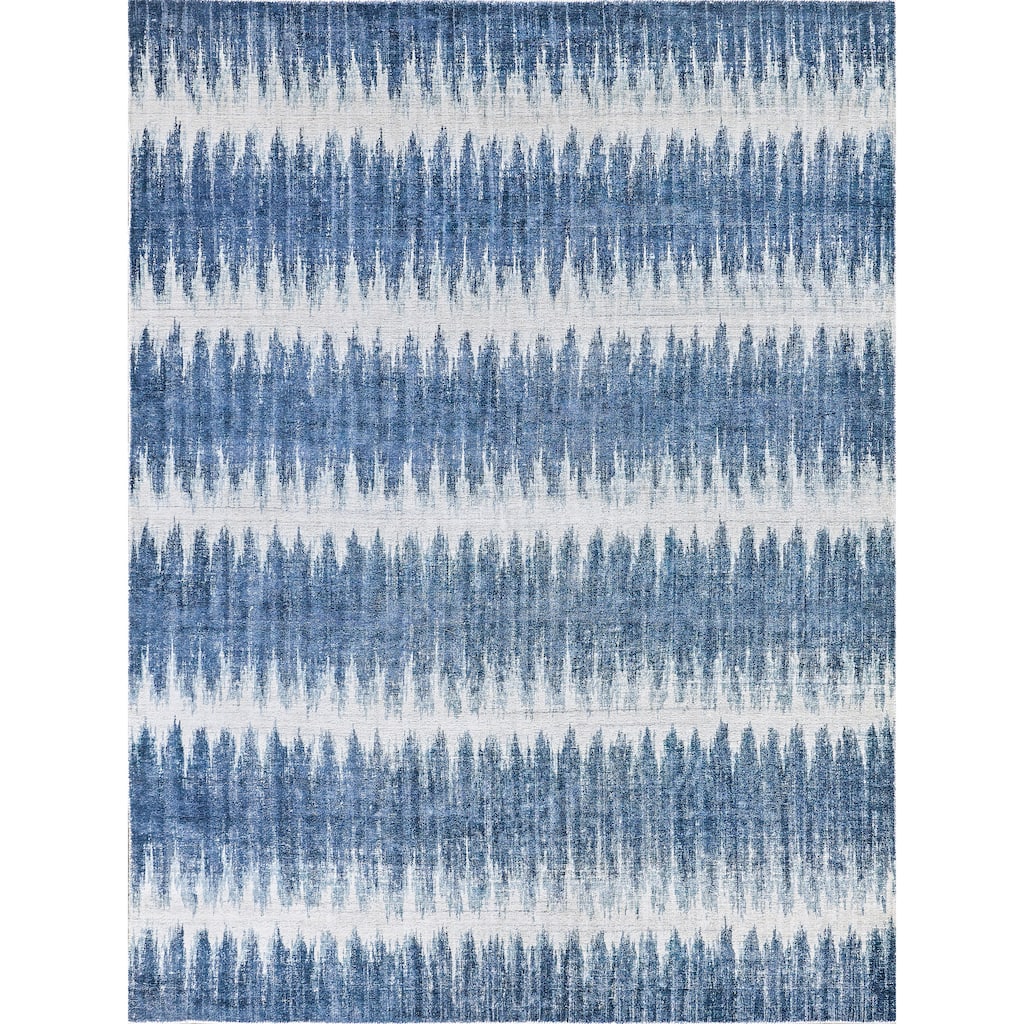 EXQUISITE RUGS Chroma Hand-loomed Wool/Bamboo Silk Navy Area Rug.