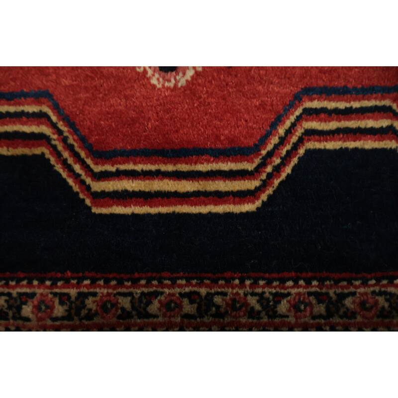Hand Knotted Oriental 100% Wool Carpet Traditional Medallion Red Senneh Area Rug - 3' 6'' X 1' 9''
