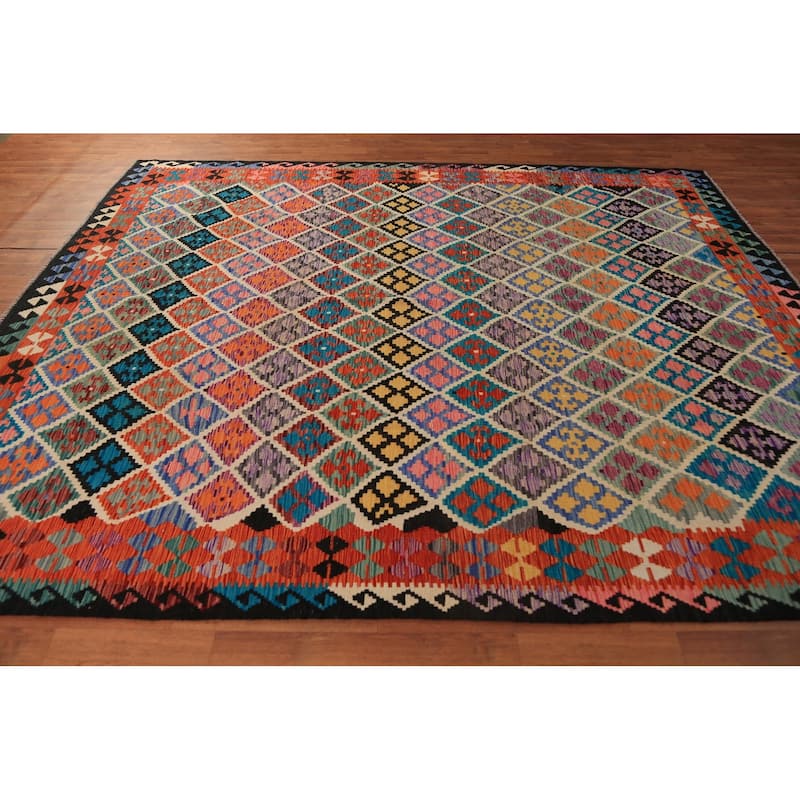 Southwestern Style Kilim Oriental Area Rug Flatweave Wool Carpet - 8'1"x 9'8"
