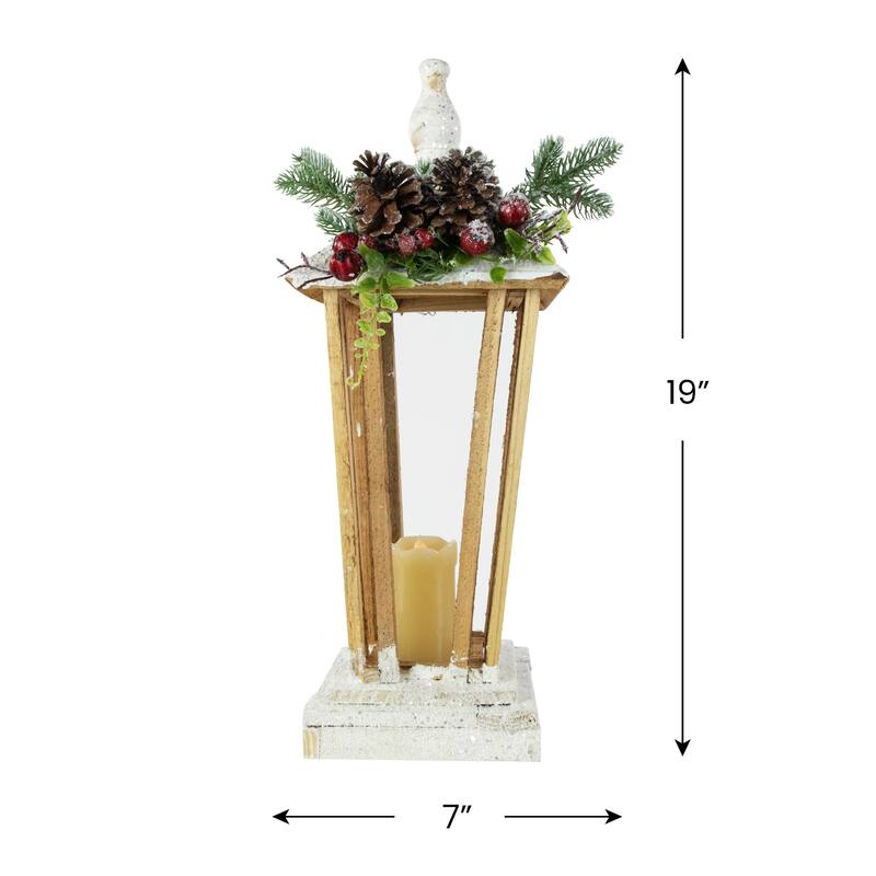 LED Lighted Frosted Christmas Flameless Candle Lantern - 19"