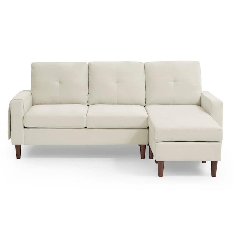 Chenille LShape Sectional Sofa with Removable Cushions, Pocket, Rubber Wood Legs, and Movable