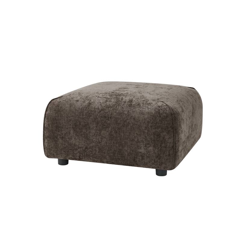 Roomfitters Plush Square Ottoman, Upholstered Footrest and Stool, Minimalist Extra Seating, Solid Wood Base
