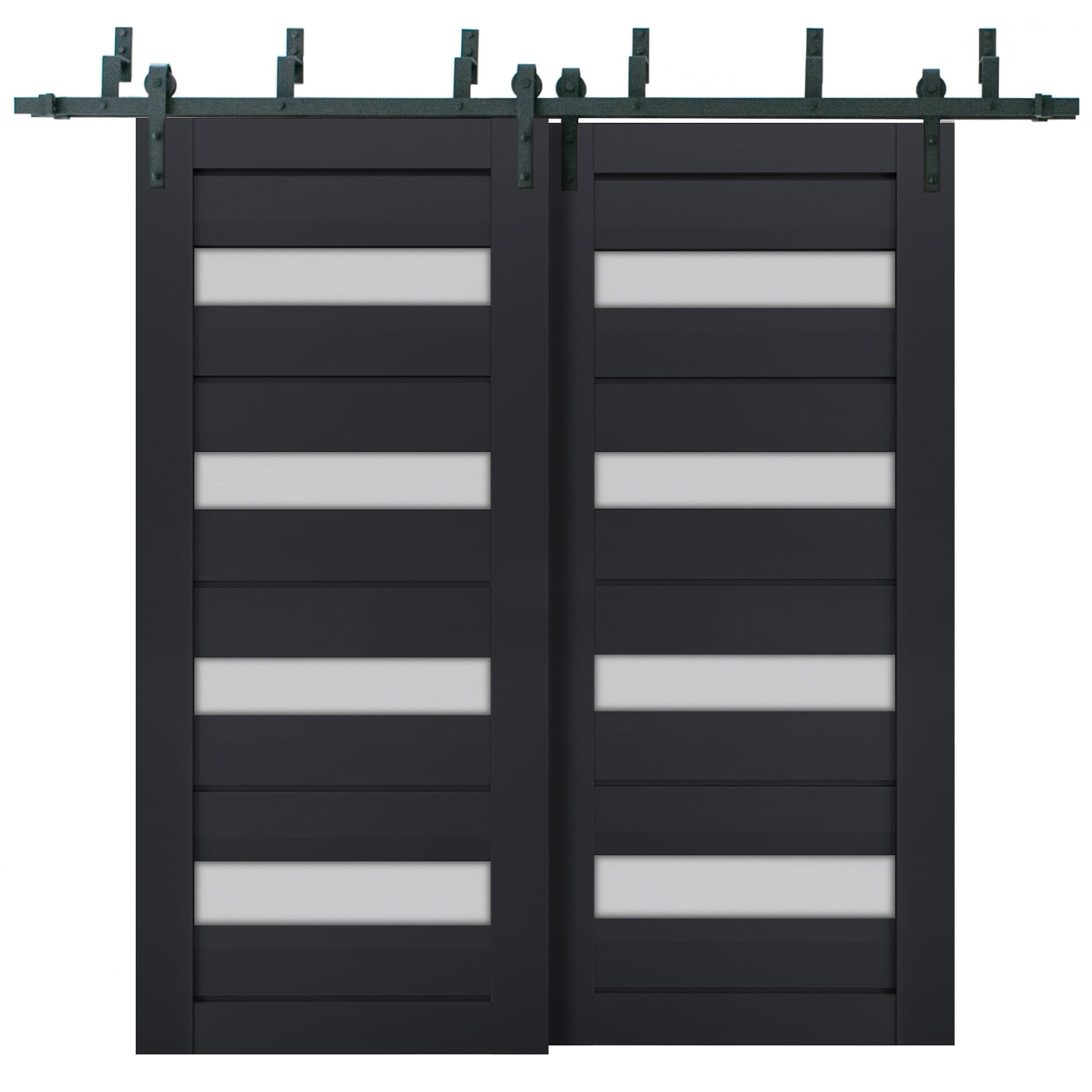 SartoDoors Veregio 7455 | Closet Door Bypass Barn Door | Solid Wood w/ Glass | Hardware Set | 36x80, Antracite Bedroom Door