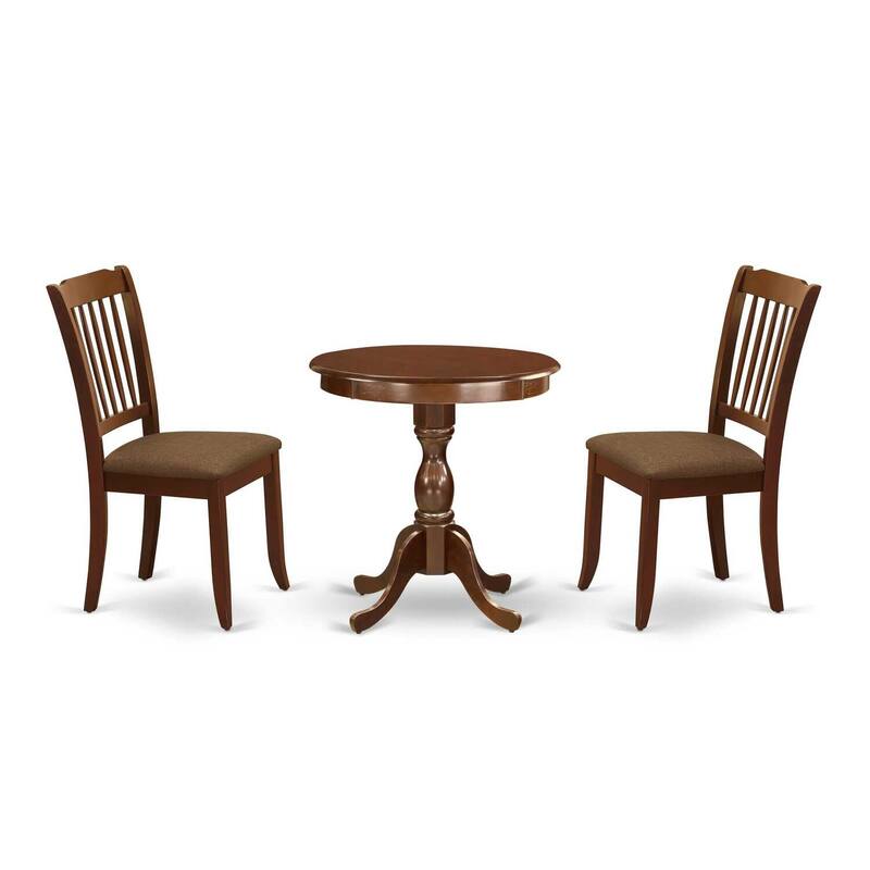 3-Piece Mahogany Finish Solid Wood Top - Dining Room Set - Seats 4