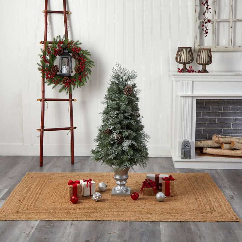 4ft Artificial Christmas Tree with Warm White Lights - English Pine Holiday Decor - Green - 48