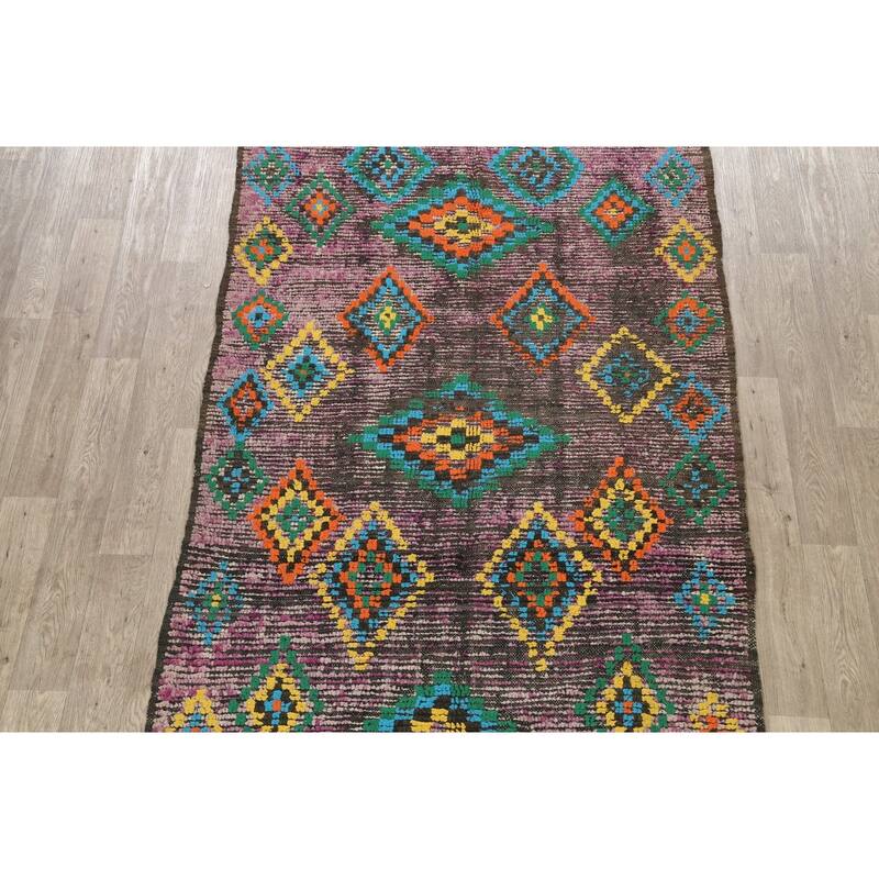 Antique Tribal Moroccan Oriental Wool Area Rug Handmade Foyer Carpet - 5'0" x 9'1"