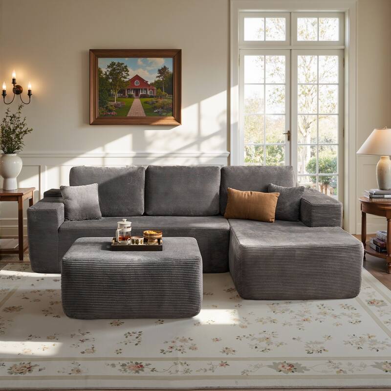 ​​OVIOS Lazy Chaise Lounge Sofa with Ottoman​