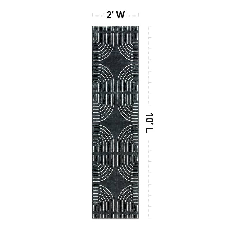 World Rug Gallery Bohemian Lines Washable Non Slip Area Rugs