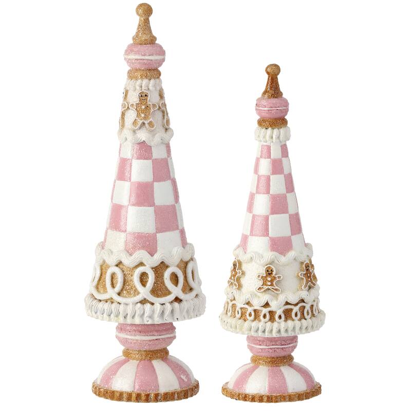 11.5-13" Resin Sweets Gingerbread Trees Set of 2