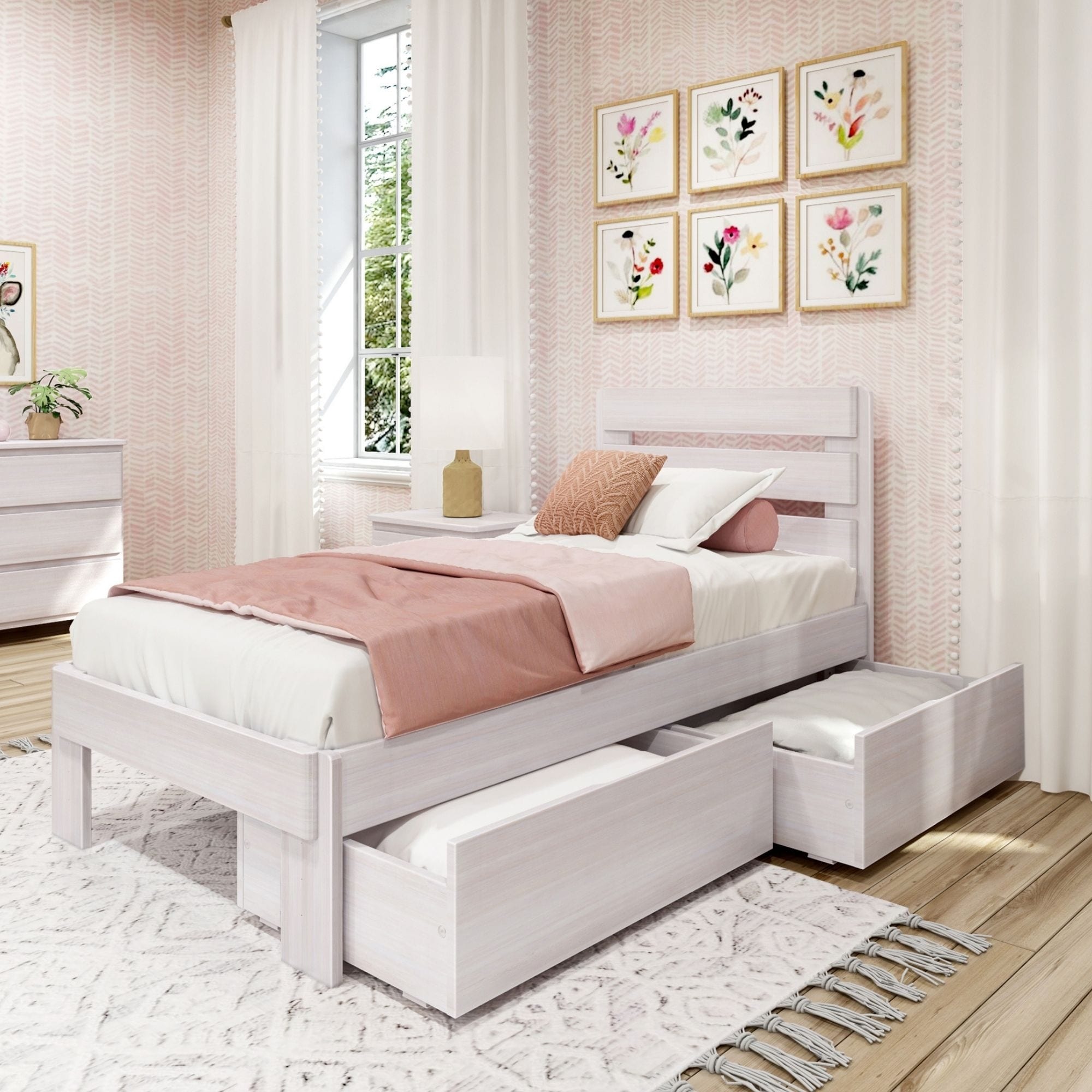 Farmhouse twin outlet bed frame