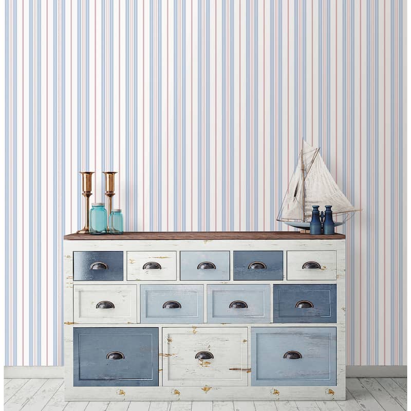 Galerie Wallcoverings Deauville 2 Two-colored Stripe Non-woven Matte Wallpaper Roll