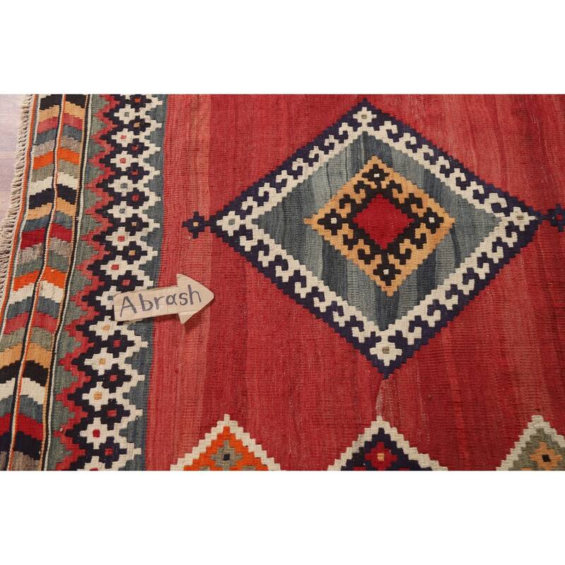Hand-Woven Vegetable Dye Kilim Qashqai Persian Vintage Area Rug - 4'0"x 7'9"