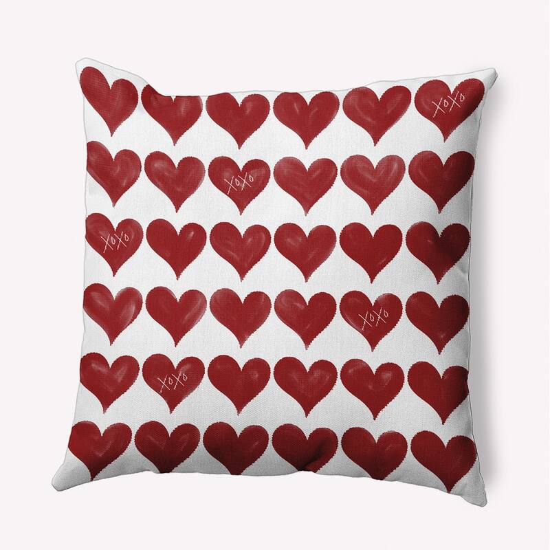 XOXO Colored Hearts Valentine's Day Decorative Indoor Pillow - 18" x 18" - Valentines Red
