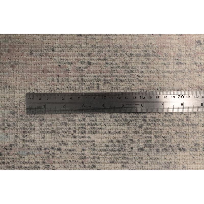 Hand Knotted Oriental Viscose Silk Carpet Modern Pictorial Navy Blue & Blues Abstract Area Rug - 6' 4'' X 4' 8''