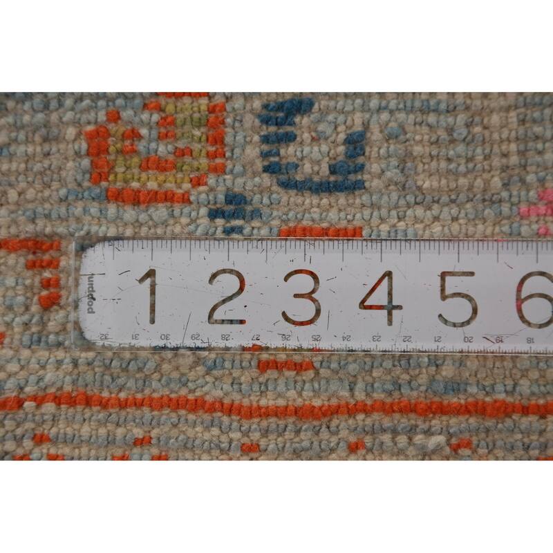 Hand Knotted Oriental 100% Wool Carpet Transitional Geometric Navy Blue & Blues Oushak Runner Rug - 14' 4'' X 3' 1''