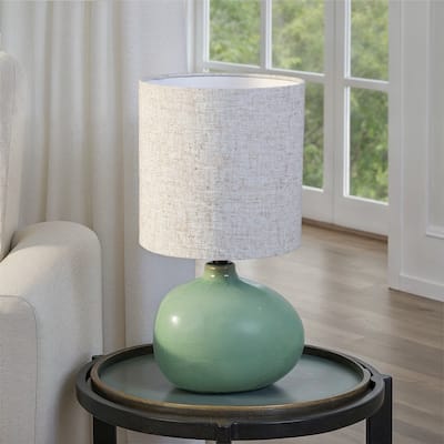 Stoneware Table Lamp with Linen Shade and Inline Switch