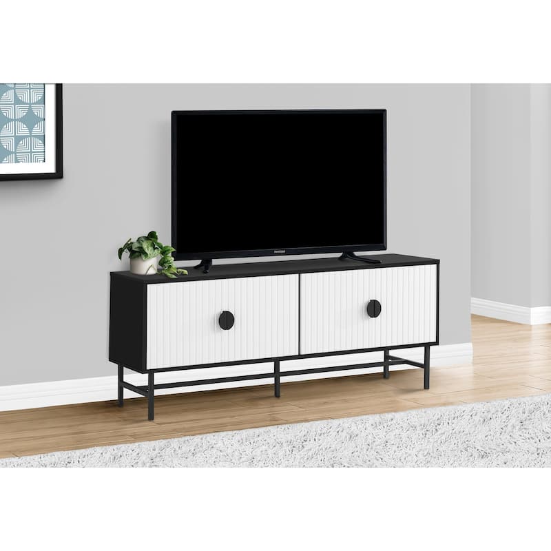 Tv Stand, 60 Inch, Console, Media Entertainment Center, Storage Cabinet - Black,White