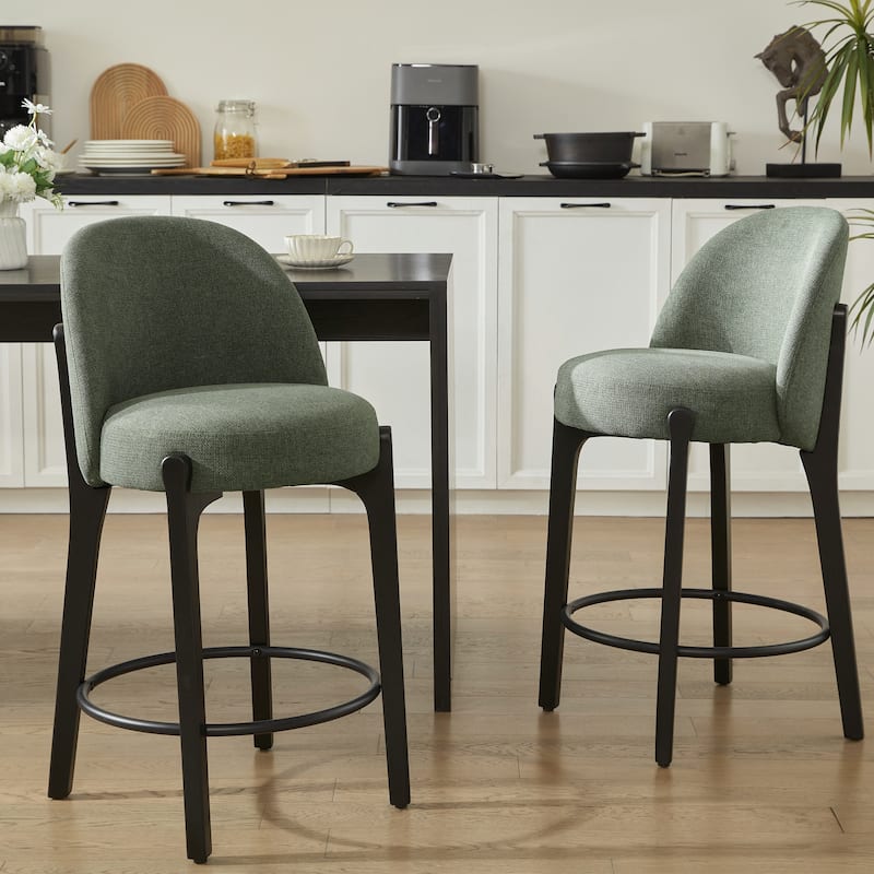 set of 4 Upholstered Counter Height Bar Stools - Set of 2 - Green