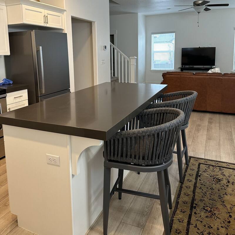 PURPLE LEAF 2 Set of Modern Bar Stool with Backrest and Arm Aluminum Legs Cushion include