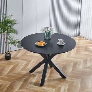 5-Piece Modern Round Dining Table Set with Metal Legs - Bed Bath ...