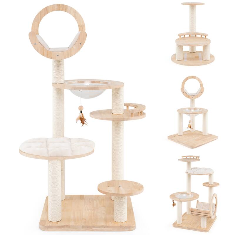 Gymax 4-in-1 Building Block Cat Tree w/ Space Capsule Nest Padded